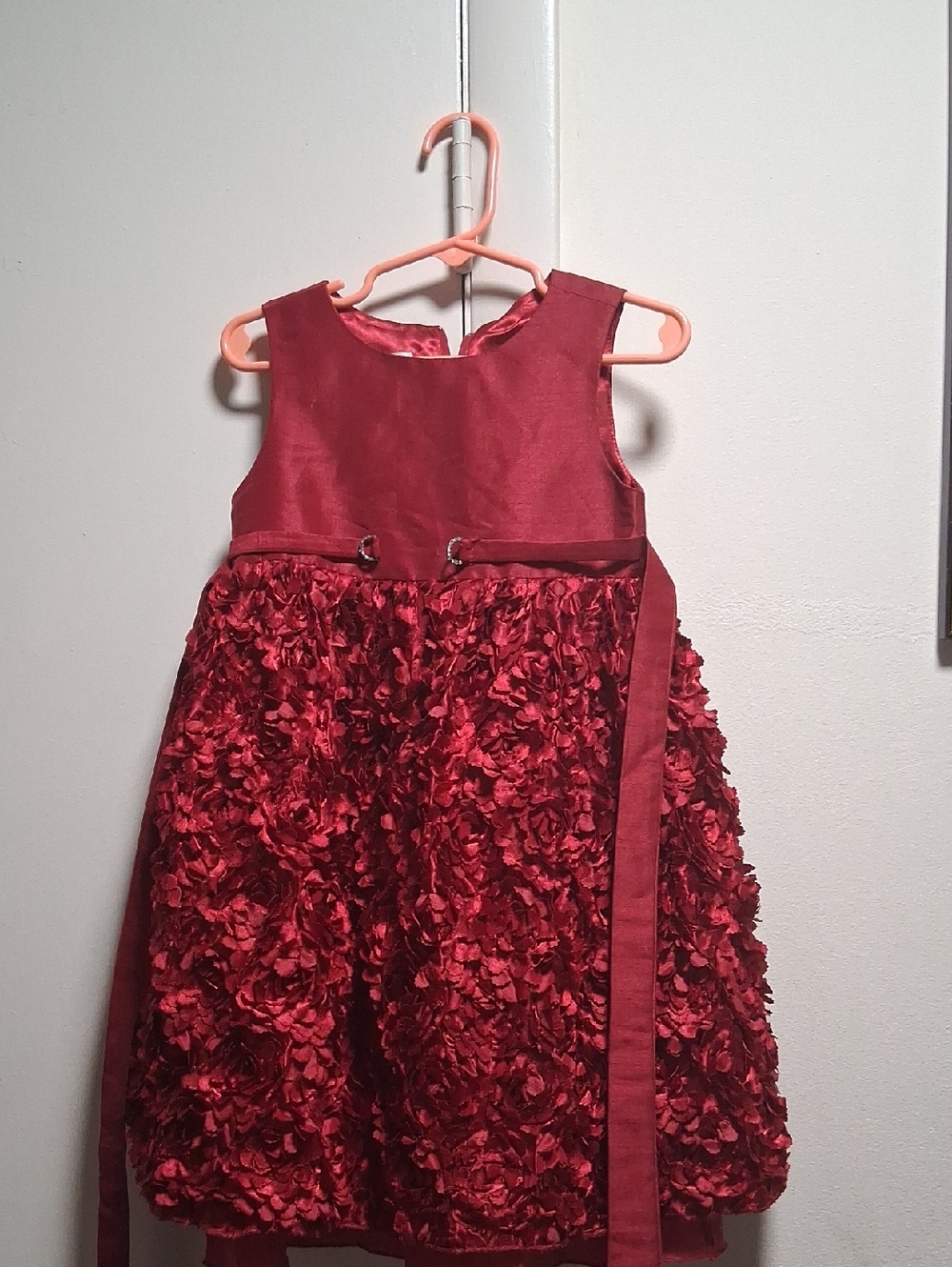 American Princess Red Floral Rosette Party Dress